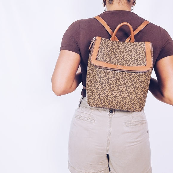 DKNY Logo Faux Leather Backpack - Picture 2 of 15